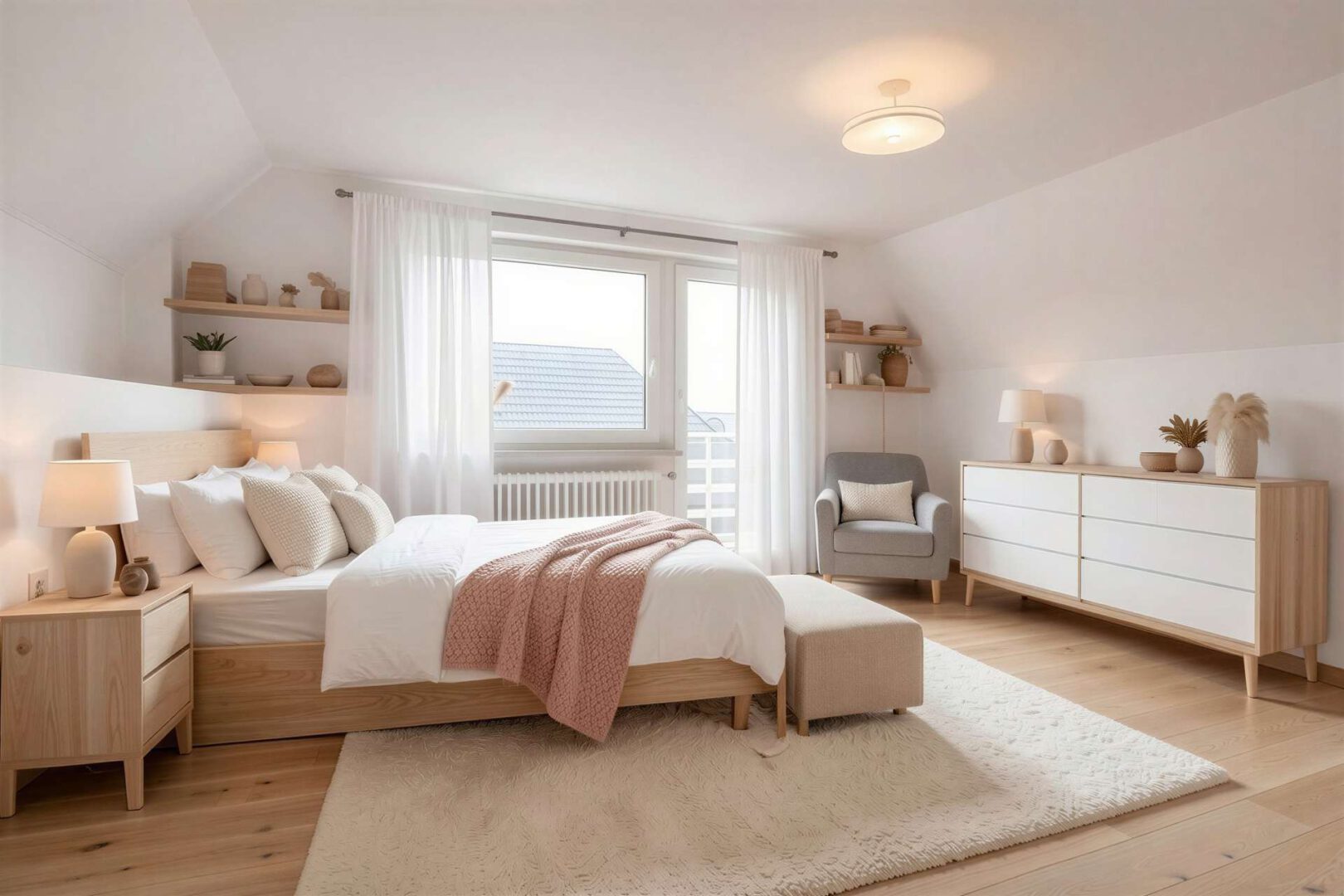 Schlafzimmer DG mit Balkon - (KI generiert)